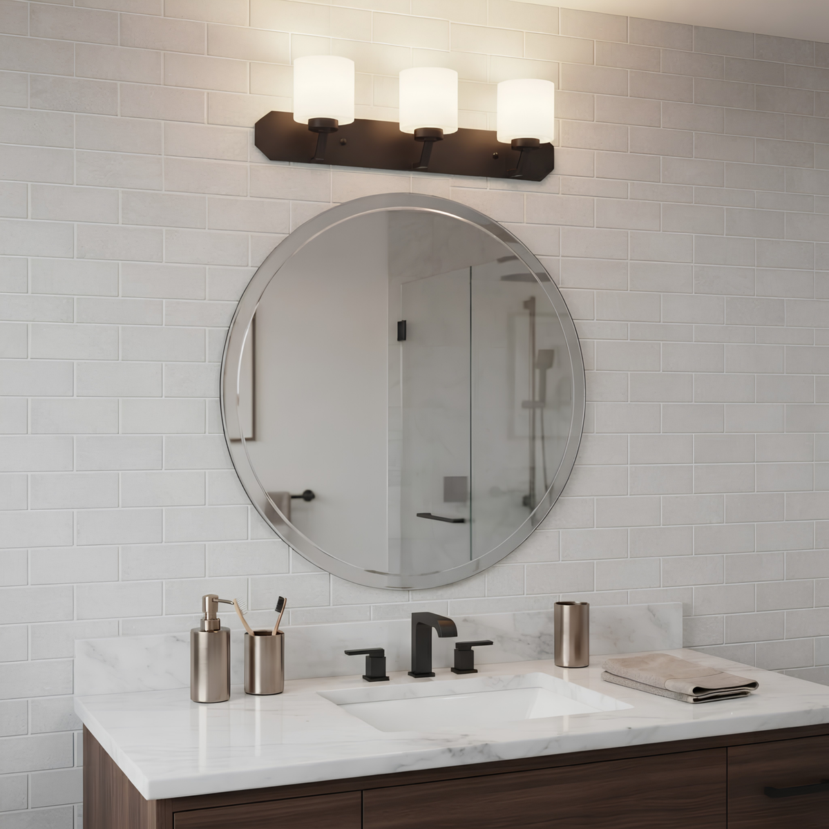 Paris 3-Light Vanity White Glass