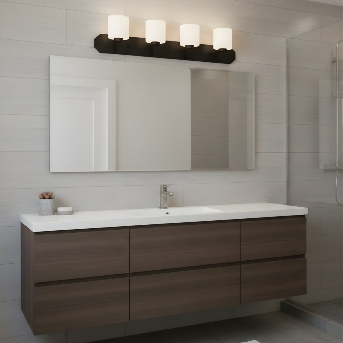 Paris 4-Light Vanity White Glass