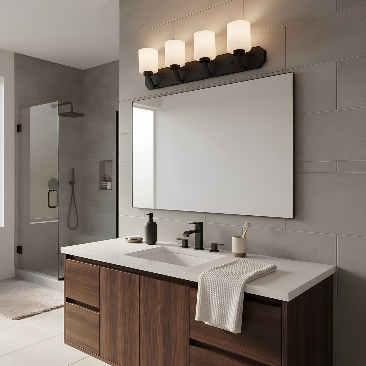 Paris 4-Light Vanity White Glass