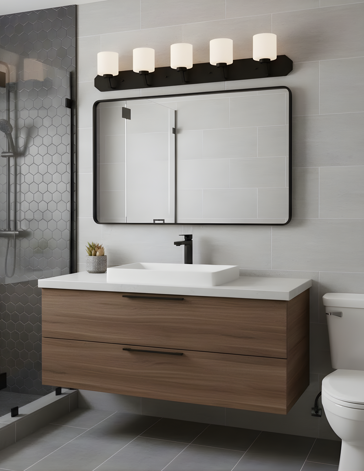 Paris 5-Light Vanity White Glass