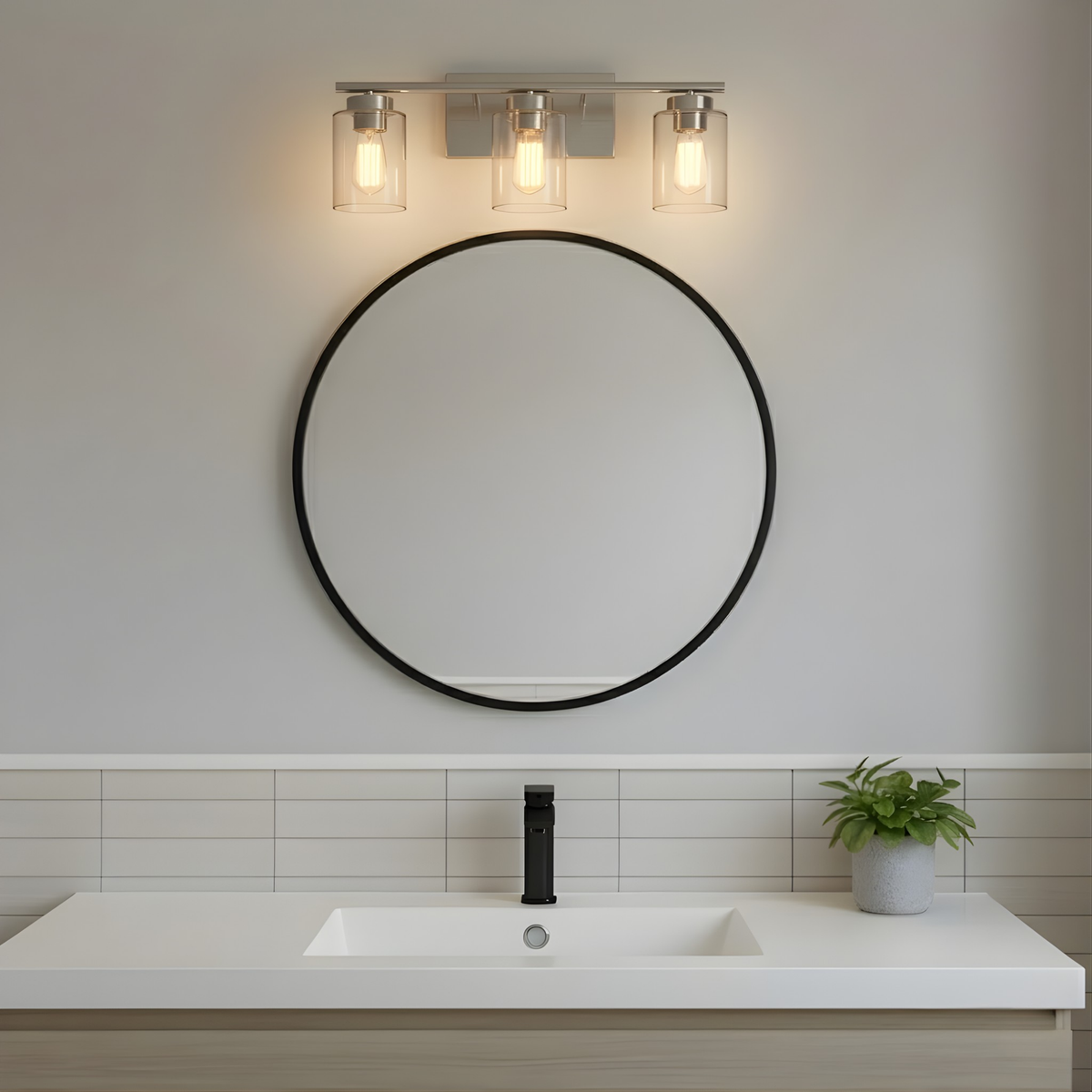 3-Light Clear Glass Vanity - NK