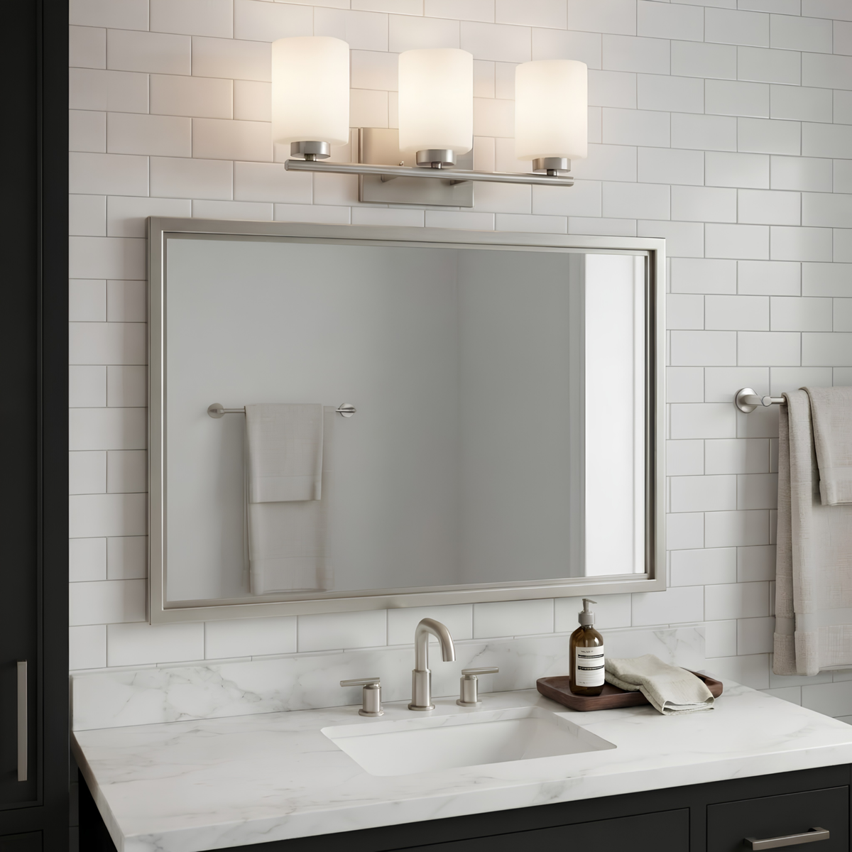 Idris 3-Light Vanity White Glass 