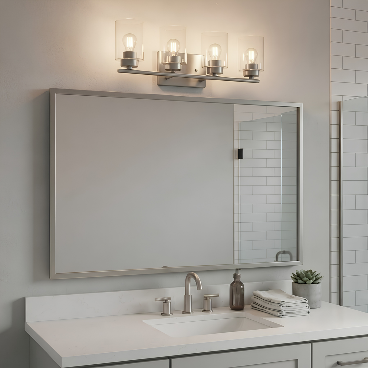 Idris 4-Light Vanity Clear Glass 