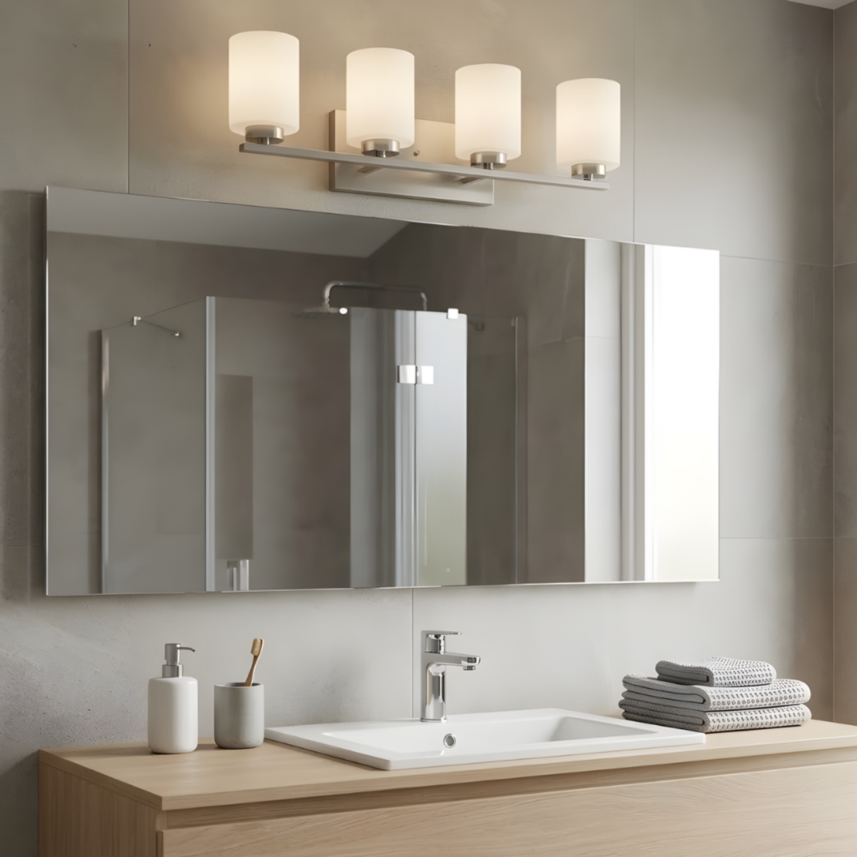 Idris 4-Light Vanity White Glass 