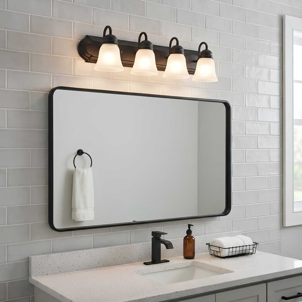 Laredo 4-Light Vanity Scone White Glass