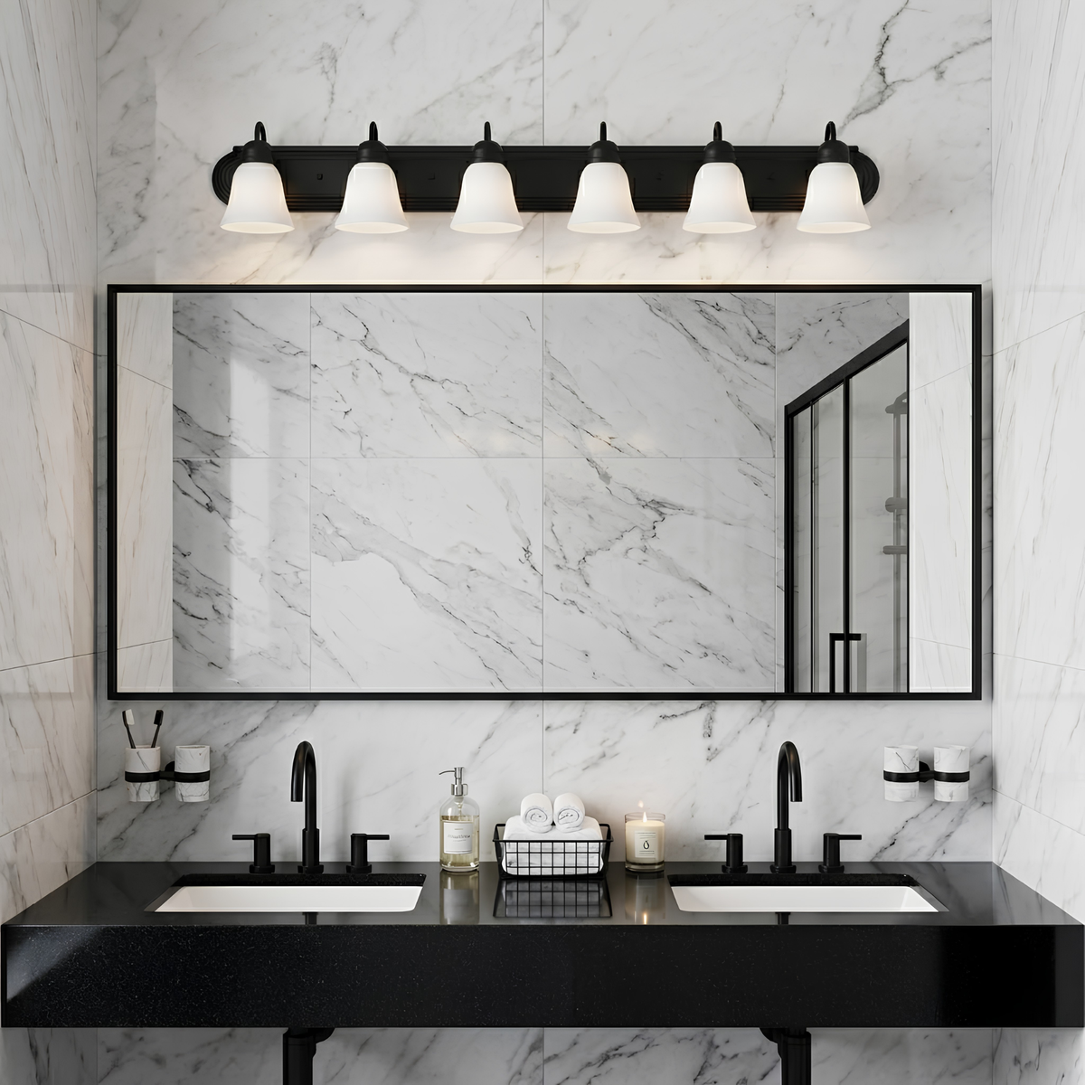 Laredo 6-Light Vanity Scone White Glass