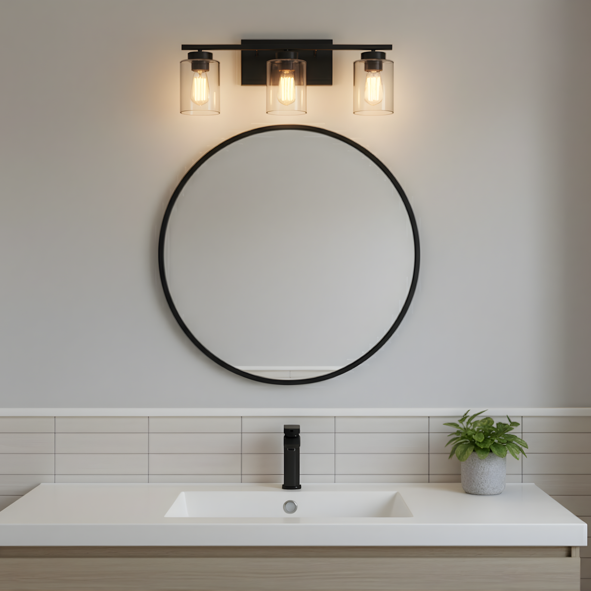 3-Light Clear Glass Vanity - NK