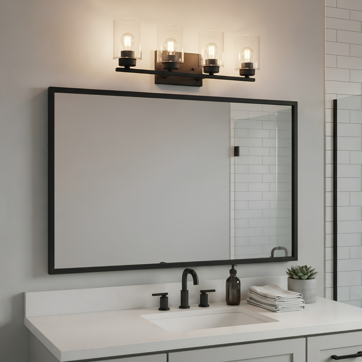Idris 4-Light Vanity Clear Glass 