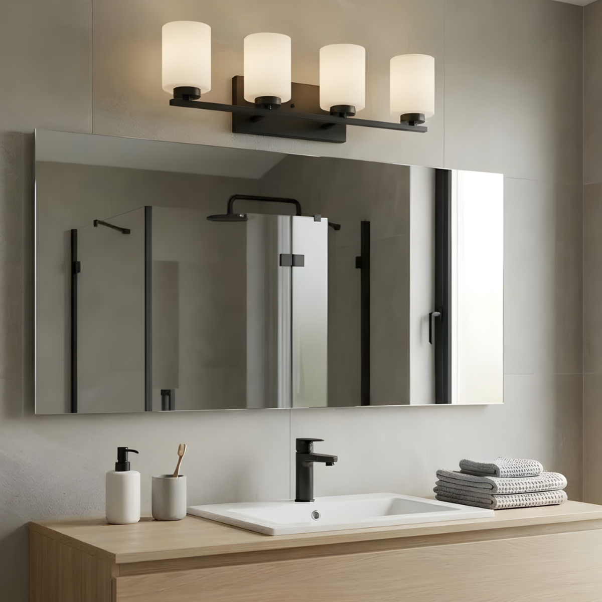 Idris 4-Light Vanity White Glass 