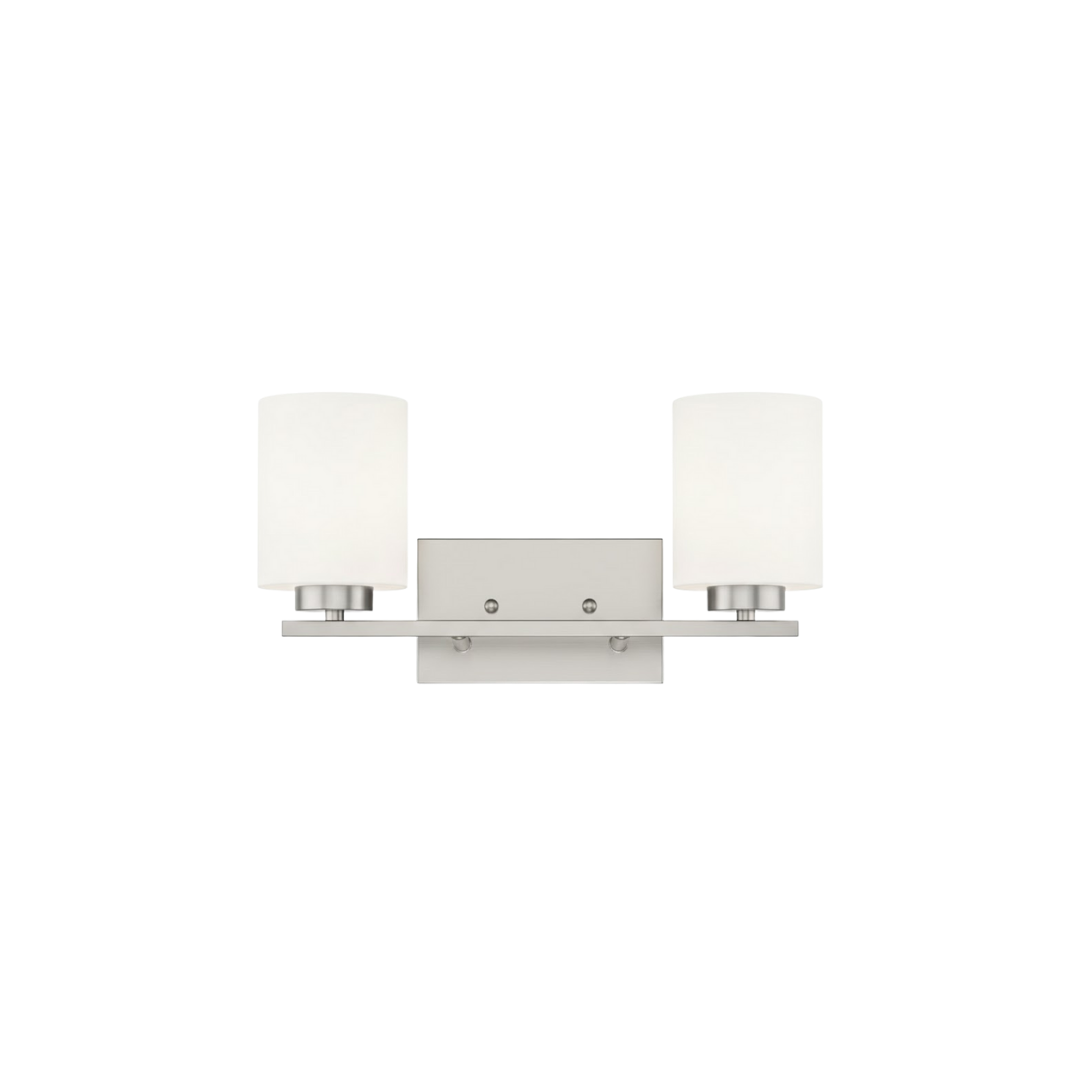 Idris 2-Light Vanity  White Glass 