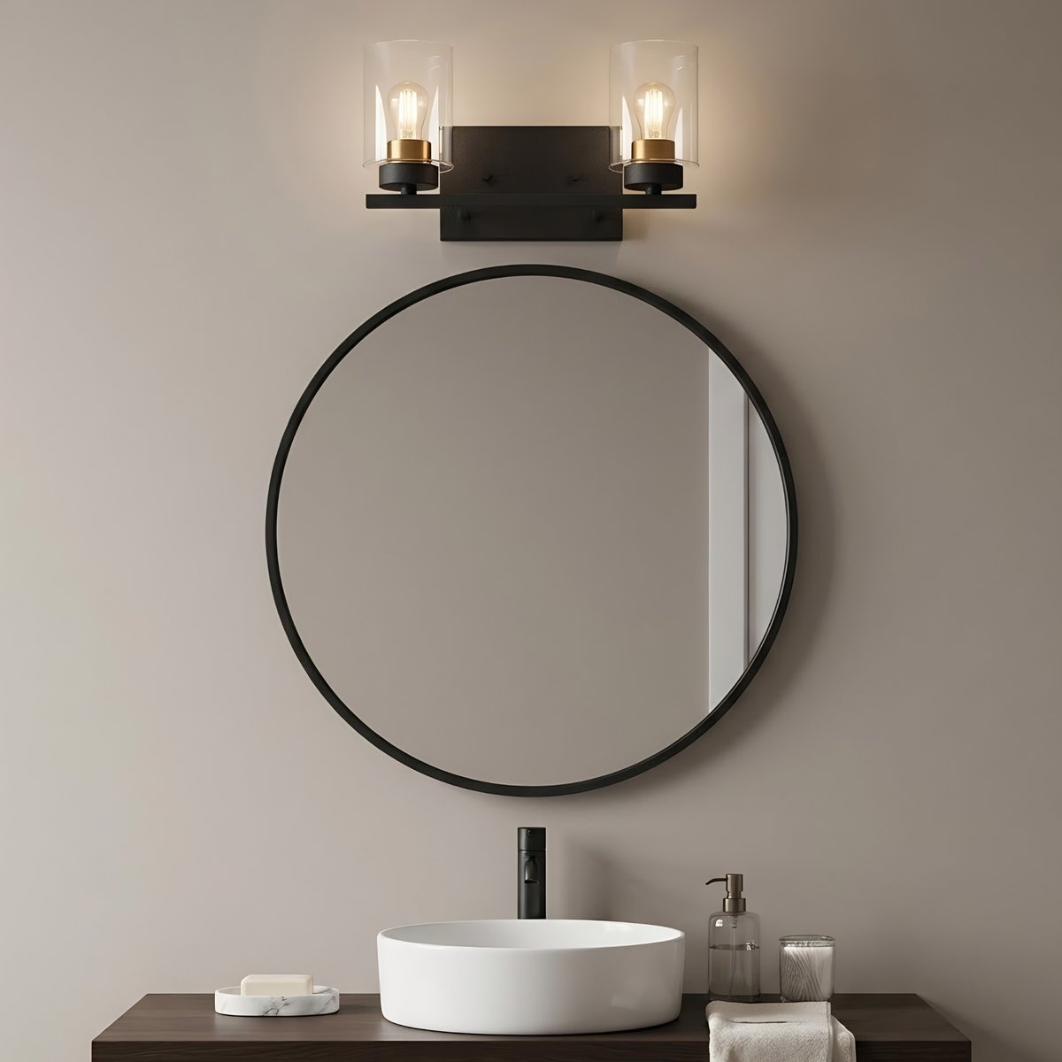Idris 2-Light Vanity  Clear Glass 