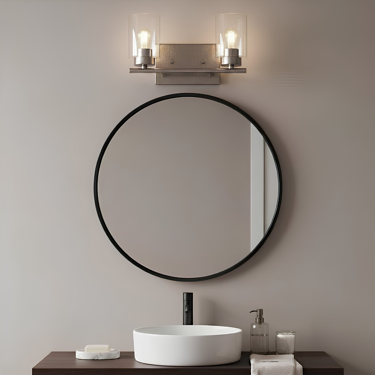 Idris 2-Light Vanity  Clear Glass 