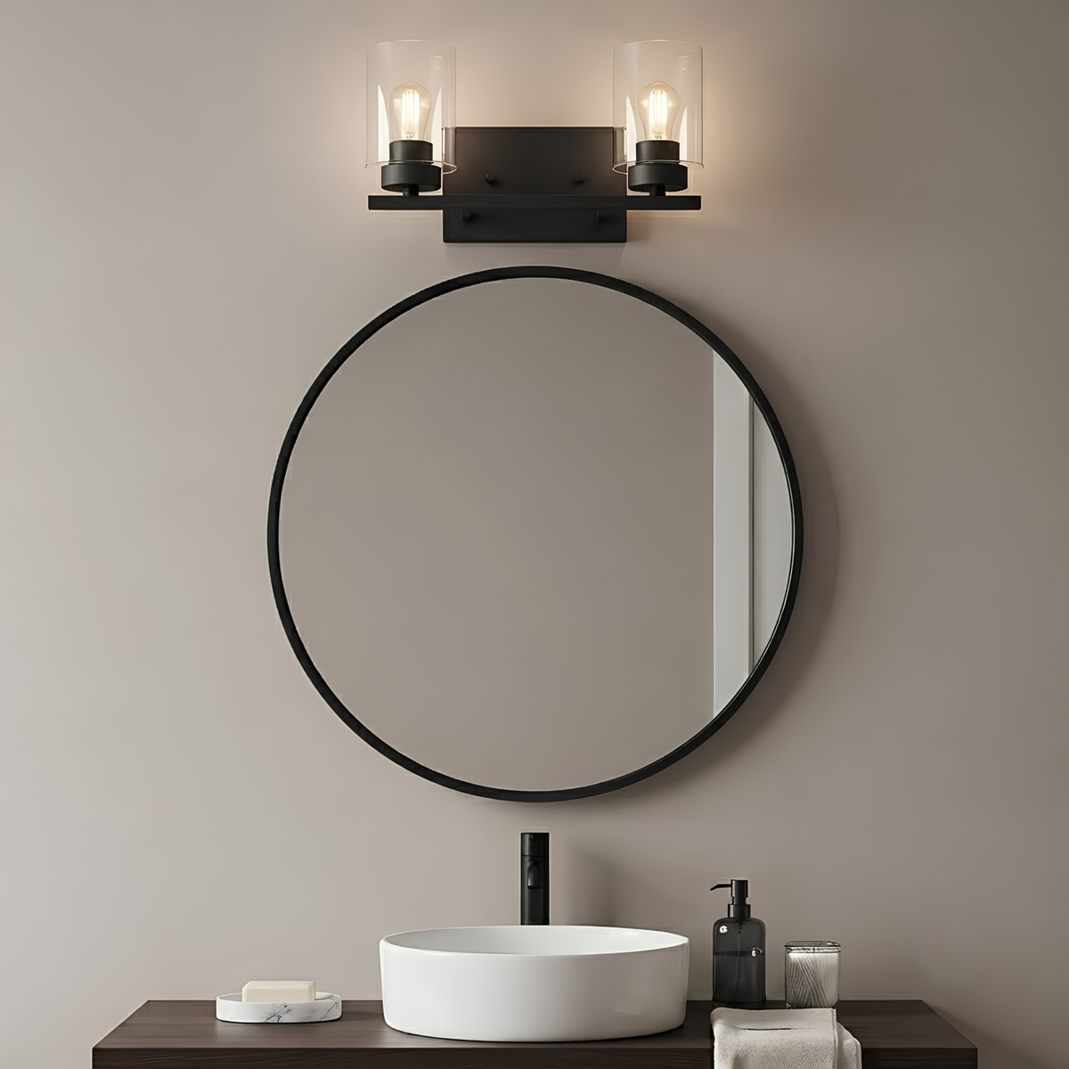 Idris 2-Light Vanity  Clear Glass 