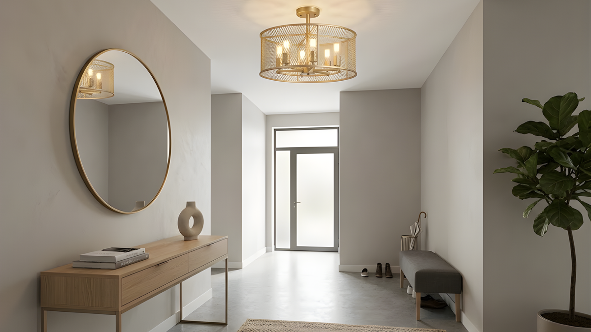 Rimini 6-Light  Steel Mesh Shade Semi Flush Mount  