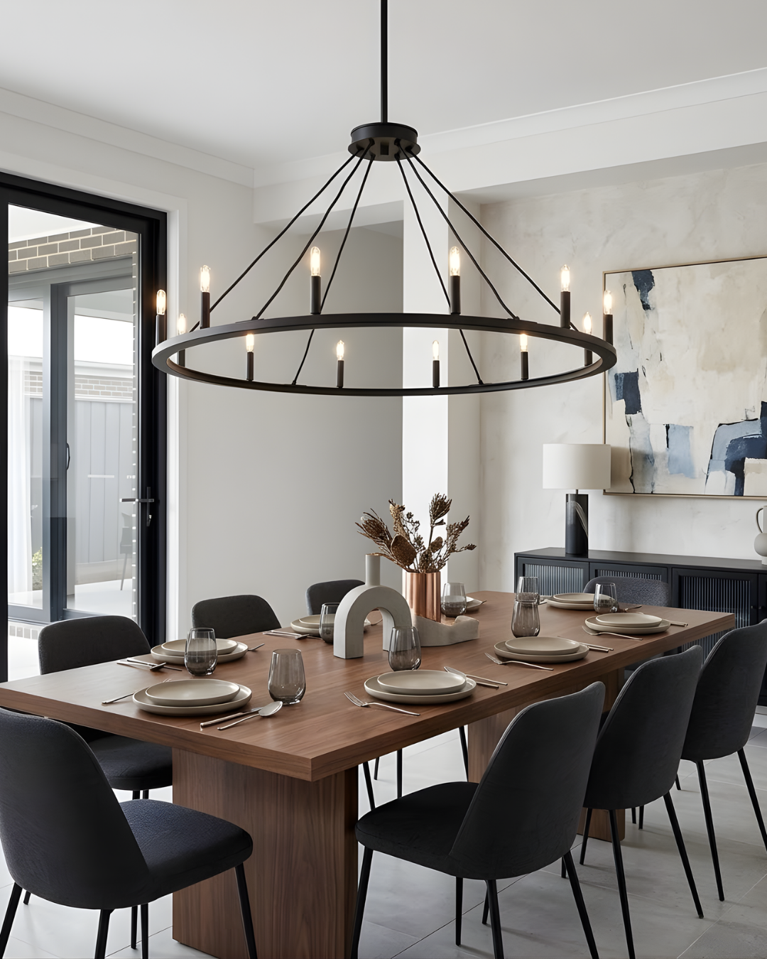 Bar 12 light Single Tier Big Ring Chandelier