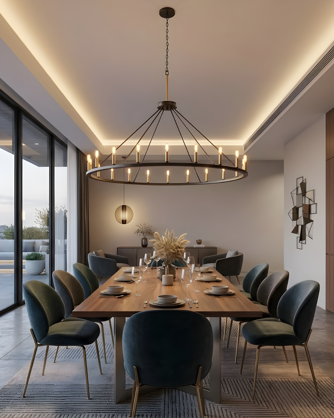 Bar 18 light Single Tier Big Ring Chandelier