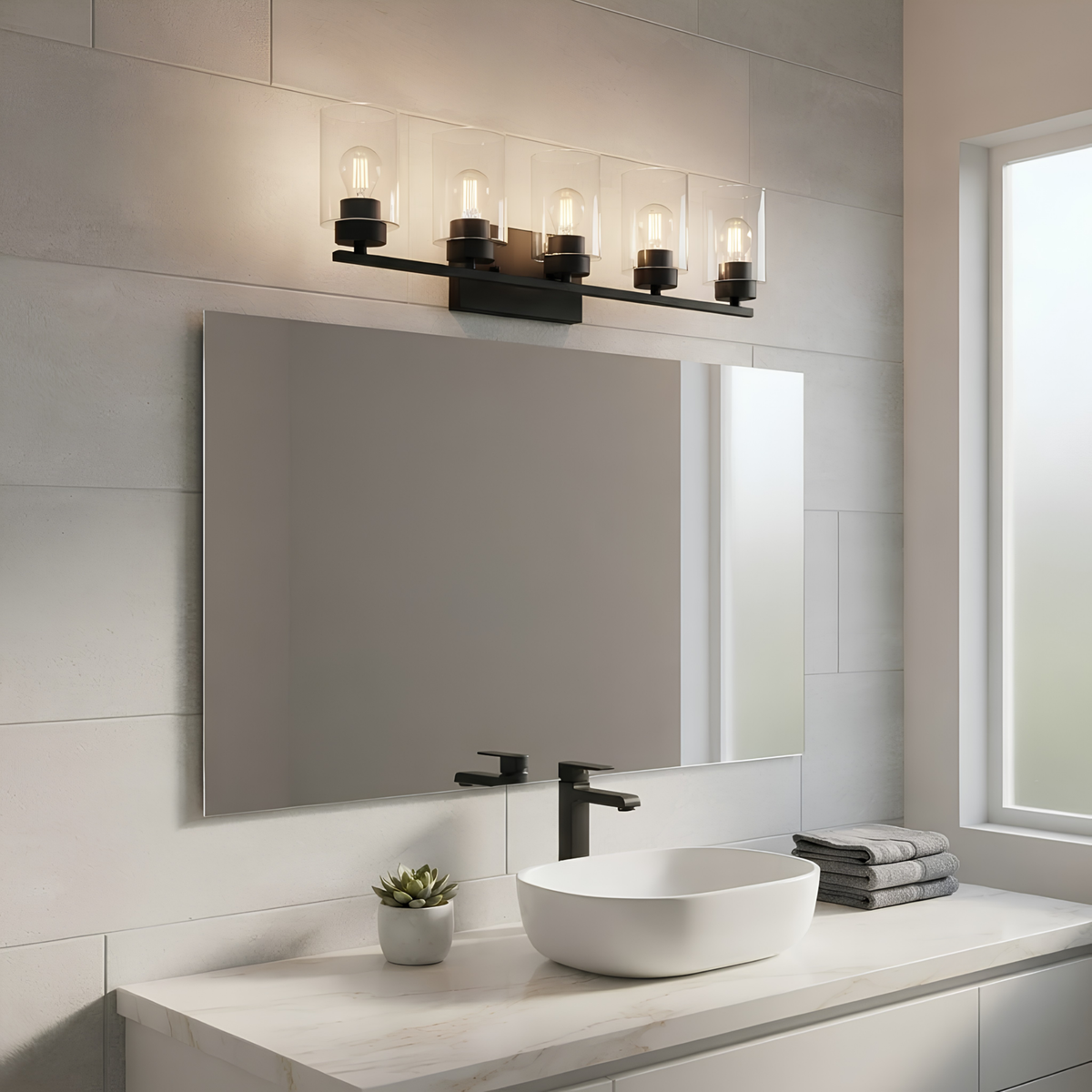 Idris 5-Light Vanity Clear Glass 