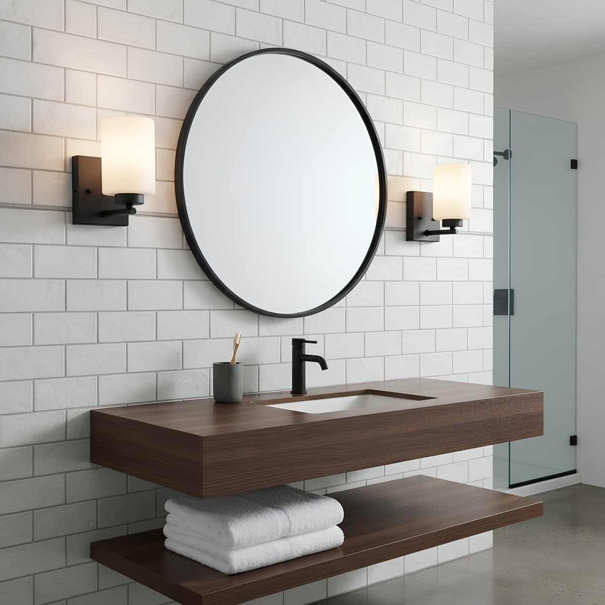 Idris 1-Light Sconce White Glass