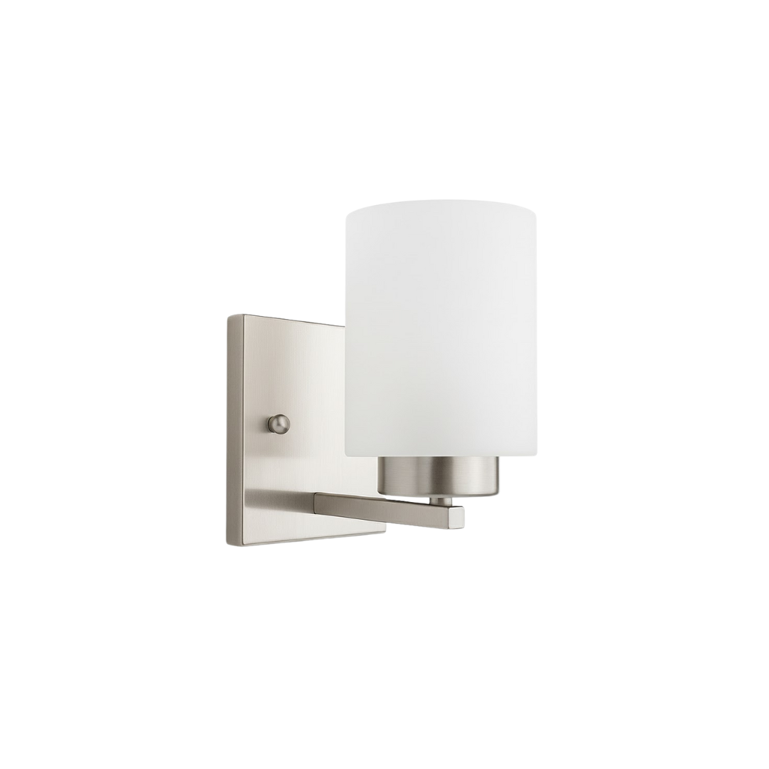Idris 1-Light Sconce White Glass