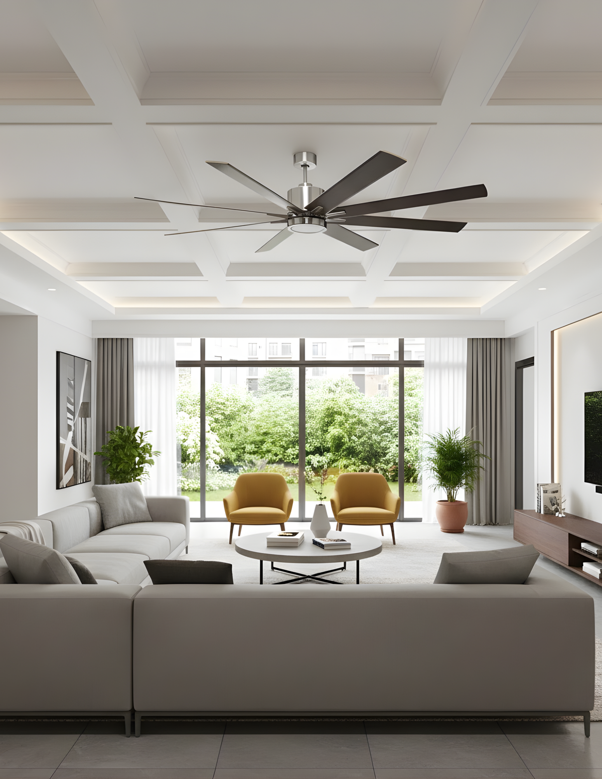 8-Blade 66" NK Fan Wall Control Silver/Walnut Blades 20W LED 3K,4K,5K