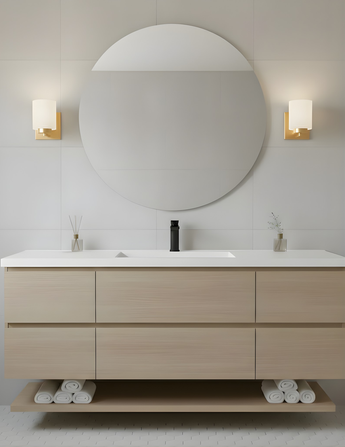 1-Light White Glass Vanity - Champagne Gold