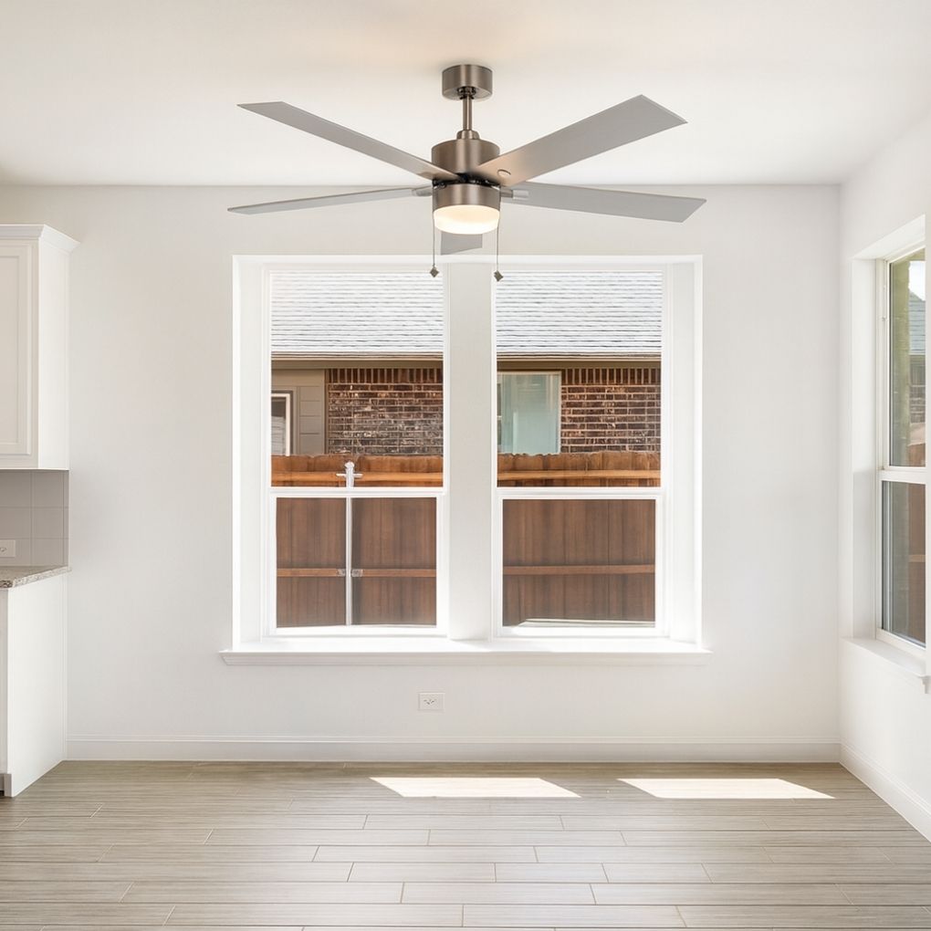 5-Blade 52&quot; Brushed Nickel Modern ENERGY STAR Fan Silver/Walnut Blades Pull Chain 3K, 4K, 5K