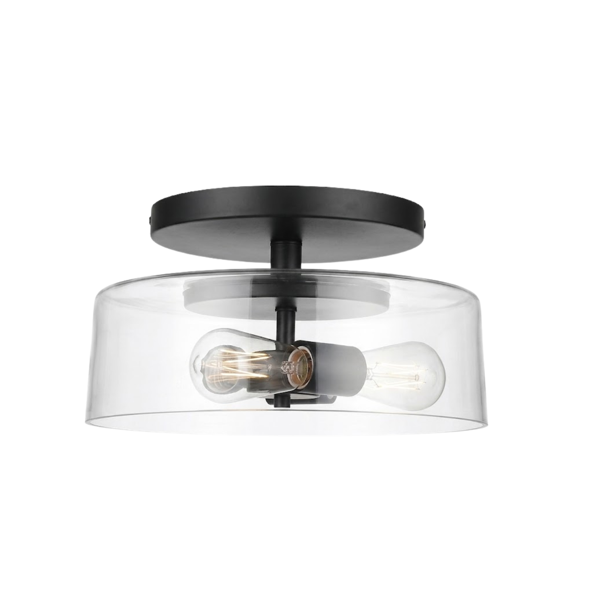 3-Light 15" Clear Glass Semi-Flush Entry