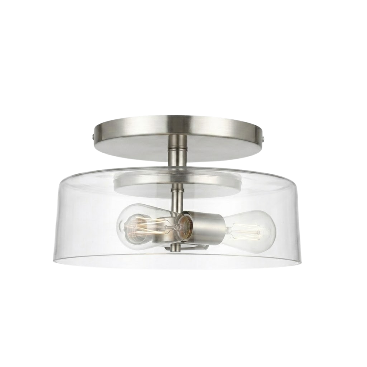 3-Light 15" Clear Glass Semi-Flush Entry
