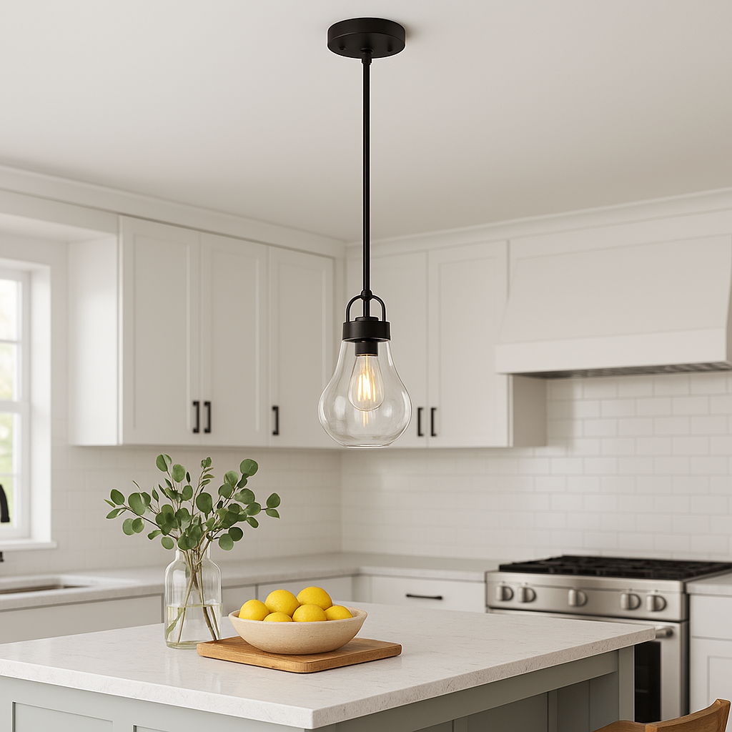1-Light Clear Glass Pendant