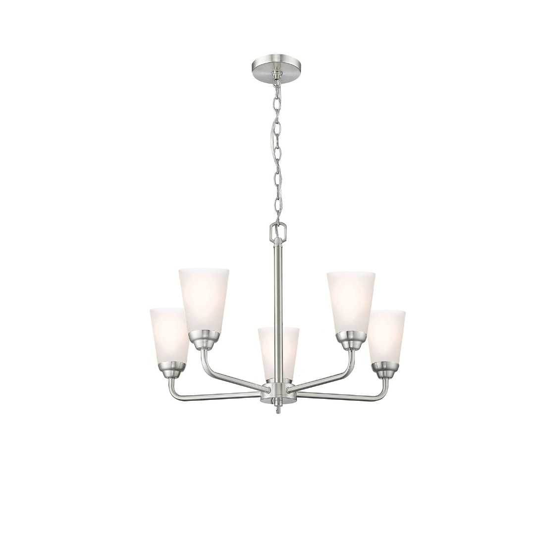 Aria 5-Light Frosted Cone Glass Chandelier - NK