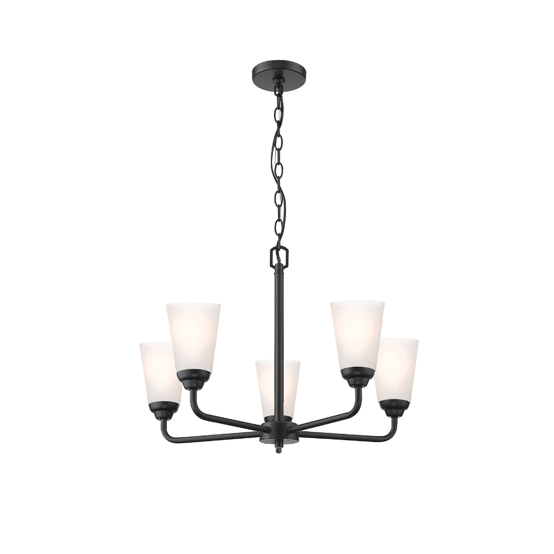 Aria 5-Light Frosted Cone Glass Chandelier - MB