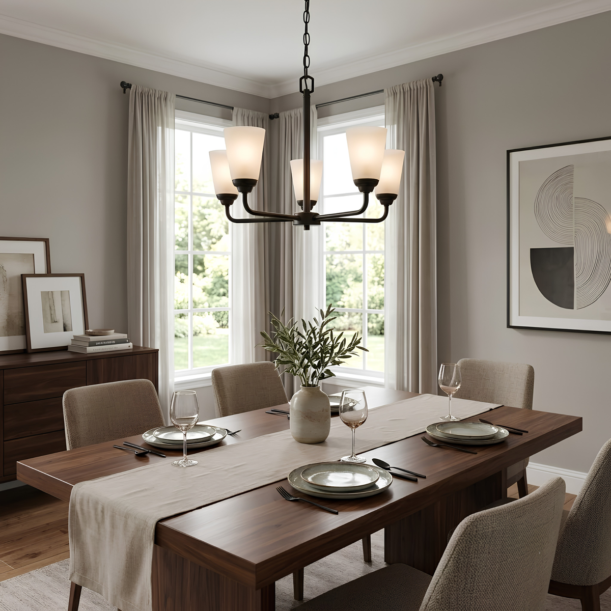 Aria 5-Light Frosted Cone Glass Chandelier - MB