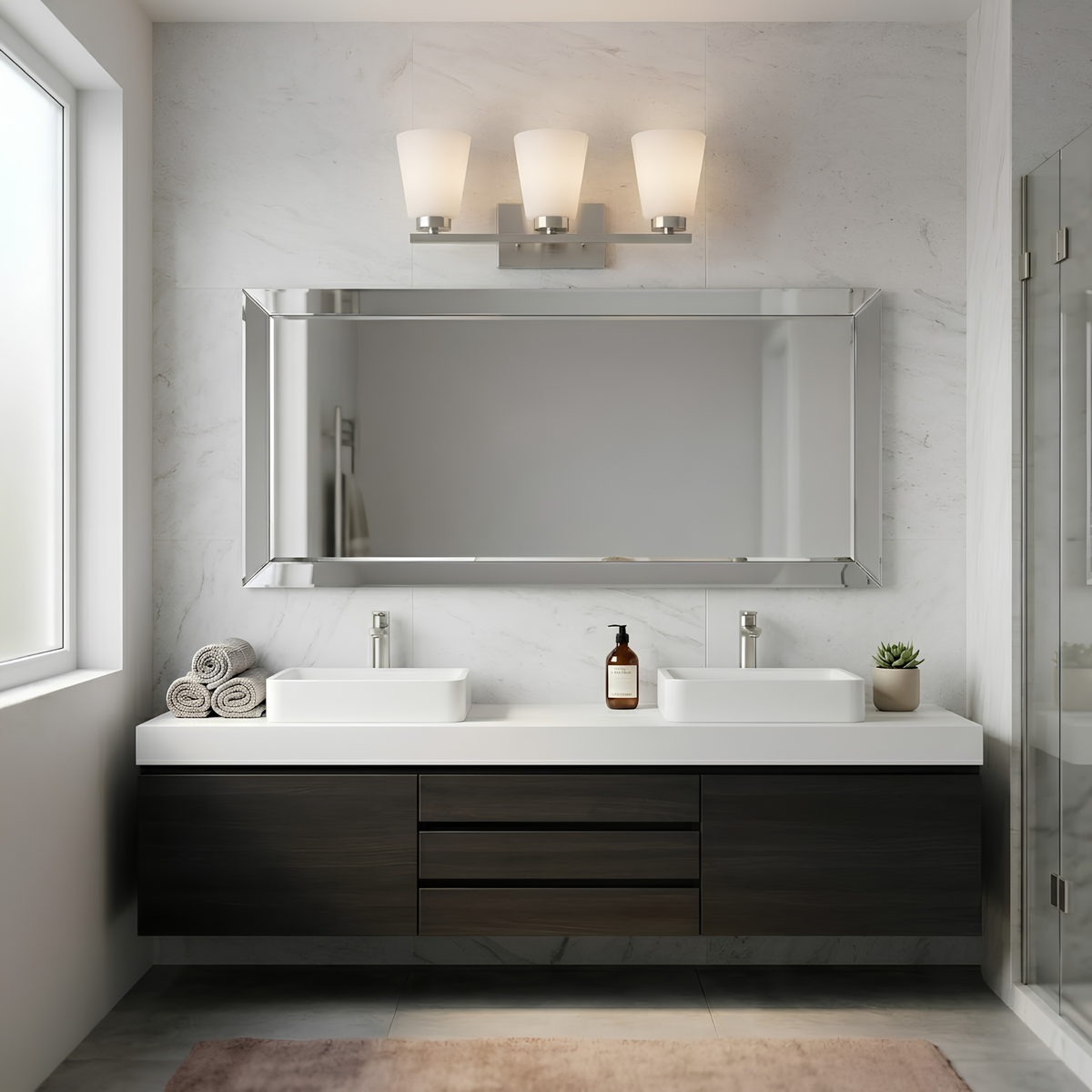 Aria 3-Light Frosted Cone Glass Vanity - NK