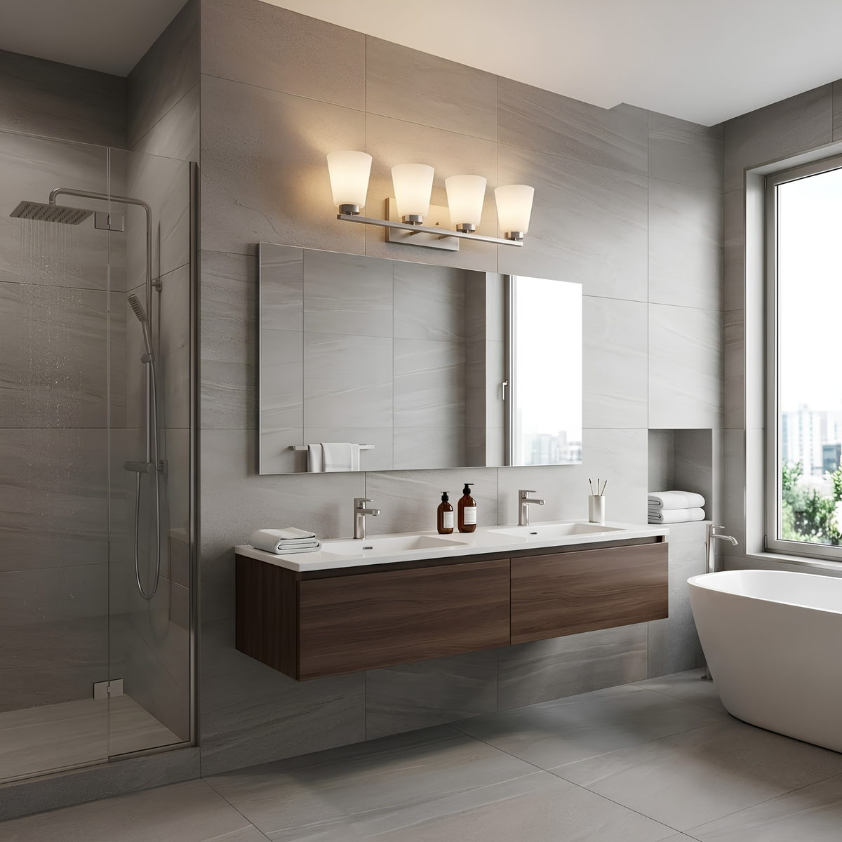 Aria4-Light Frosted Cone Glass Vanity - NK