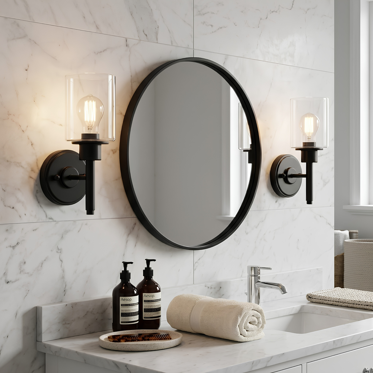 1-Light Clear Glass Sconce - MB