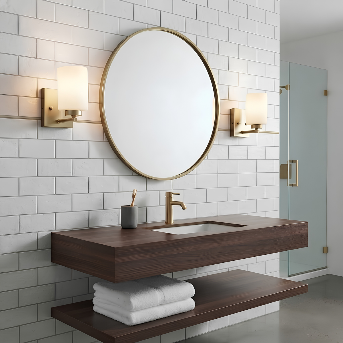 1-Light White Glass Vanity - BB