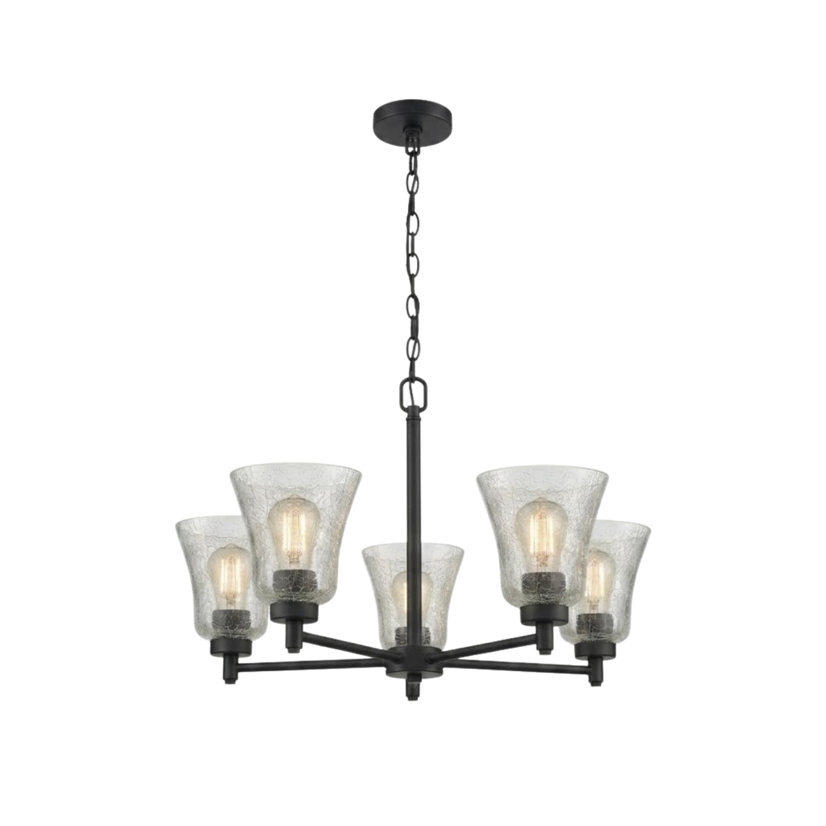 Mincio 5-Light Crackle Taper Glass Chandelier - BB