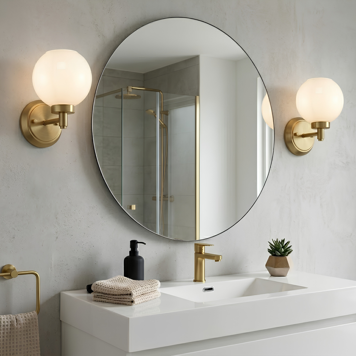 Mincio 1-Light Opal Globe Sconce - BB