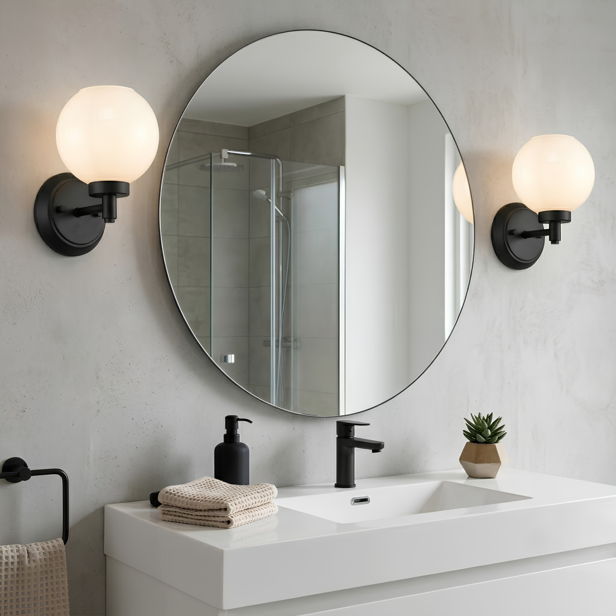 Mincio 1-Light Opal Globe Sconce - MB