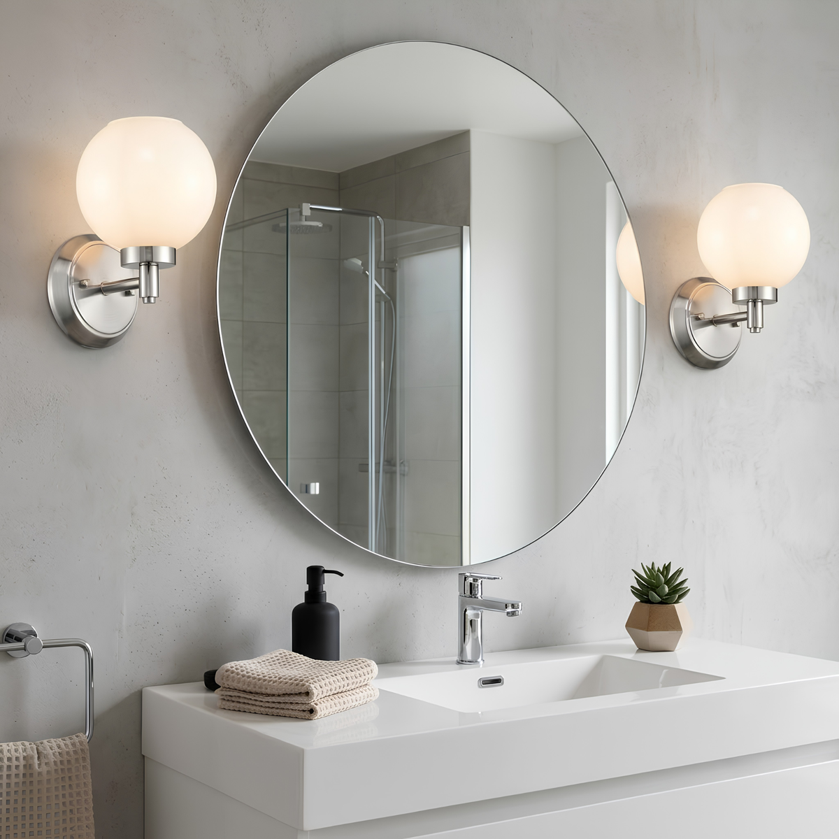 Mincio 1-Light Opal Globe Sconce - NK