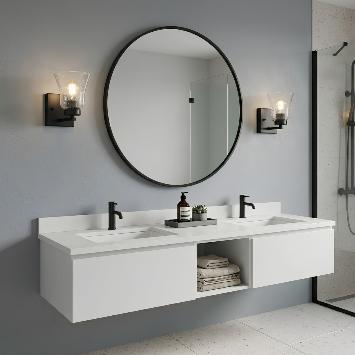 Mincio 1-Light Crackle Taper Glass Sconce - MB