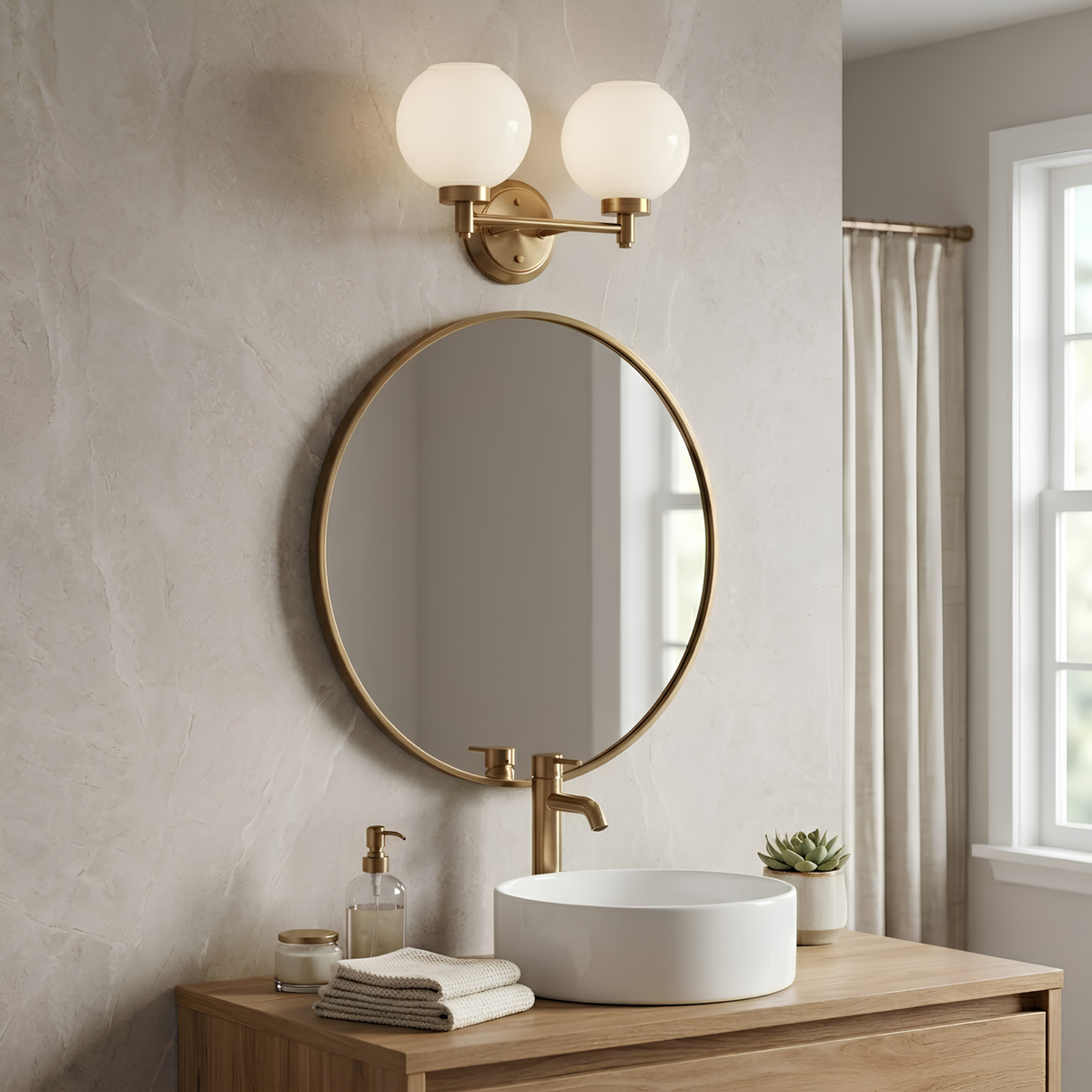 Mincio 2-Light Opal Globe Vanity - BB