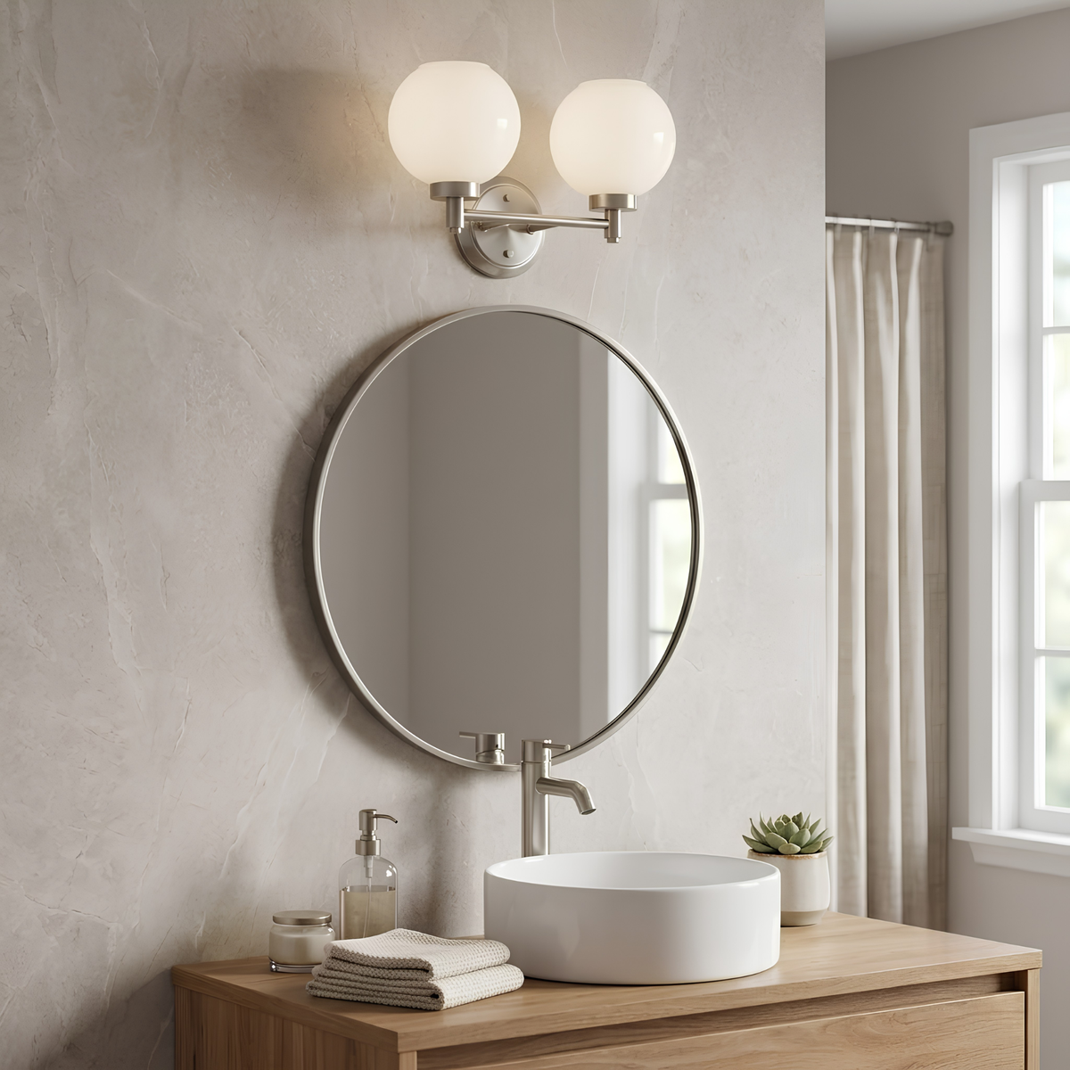 Mincio 2-Light Opal Globe Vanity - NK