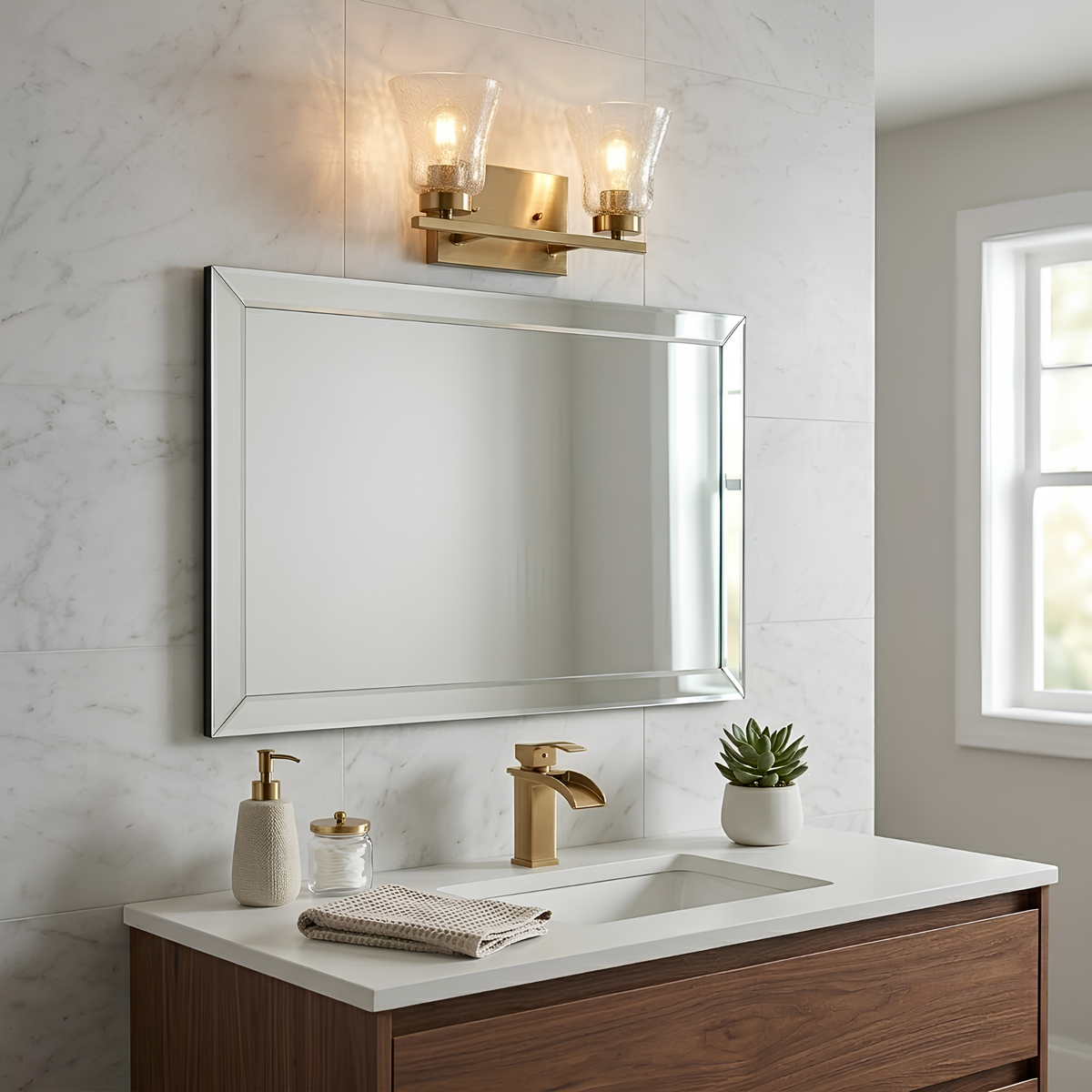 Mincio 2-Light Crackle Taper Glass Vanity - BB