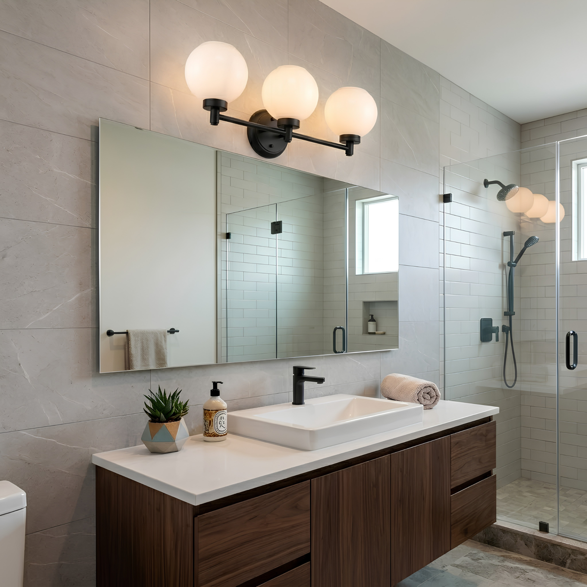 Mincio 3-Light Opal Globe Vanity - MB