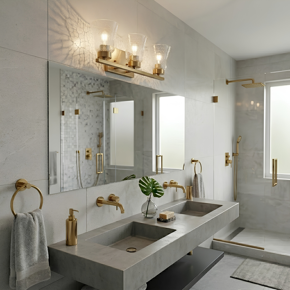 Mincio 3-Light Crackle Taper Glass Vanity - BB