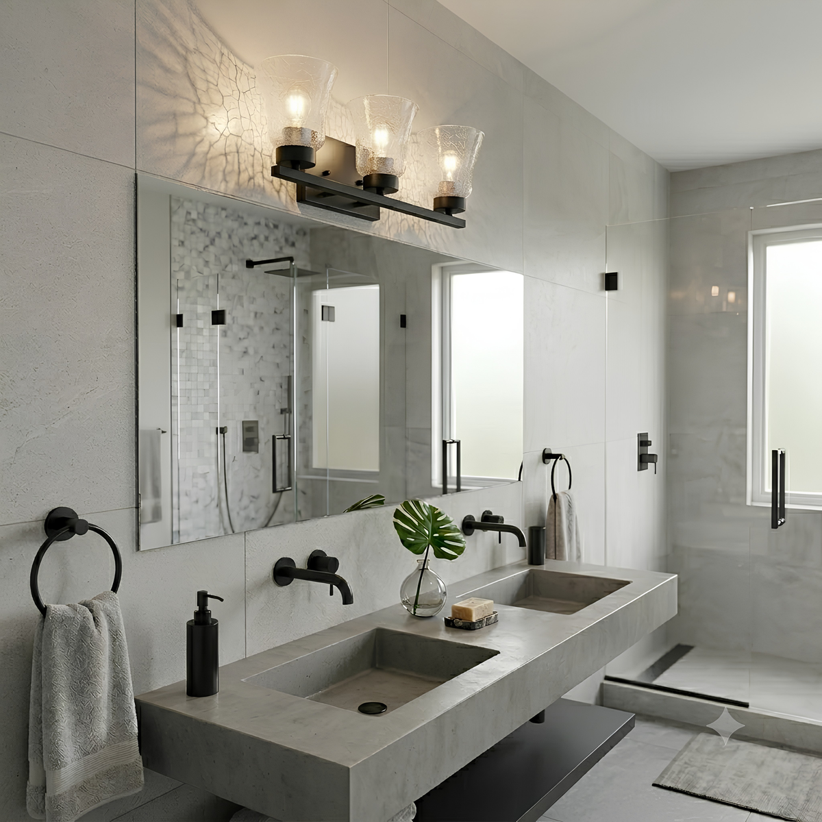 Mincio 3-Light Crackle Taper Glass Vanity - MB
