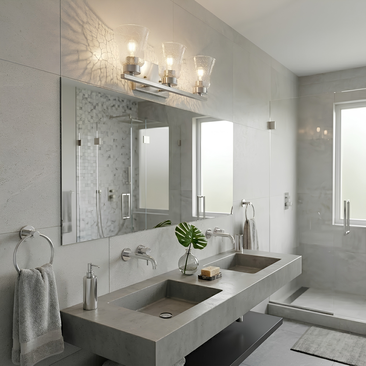 Mincio 3-Light Crackle Taper Glass Vanity - NK