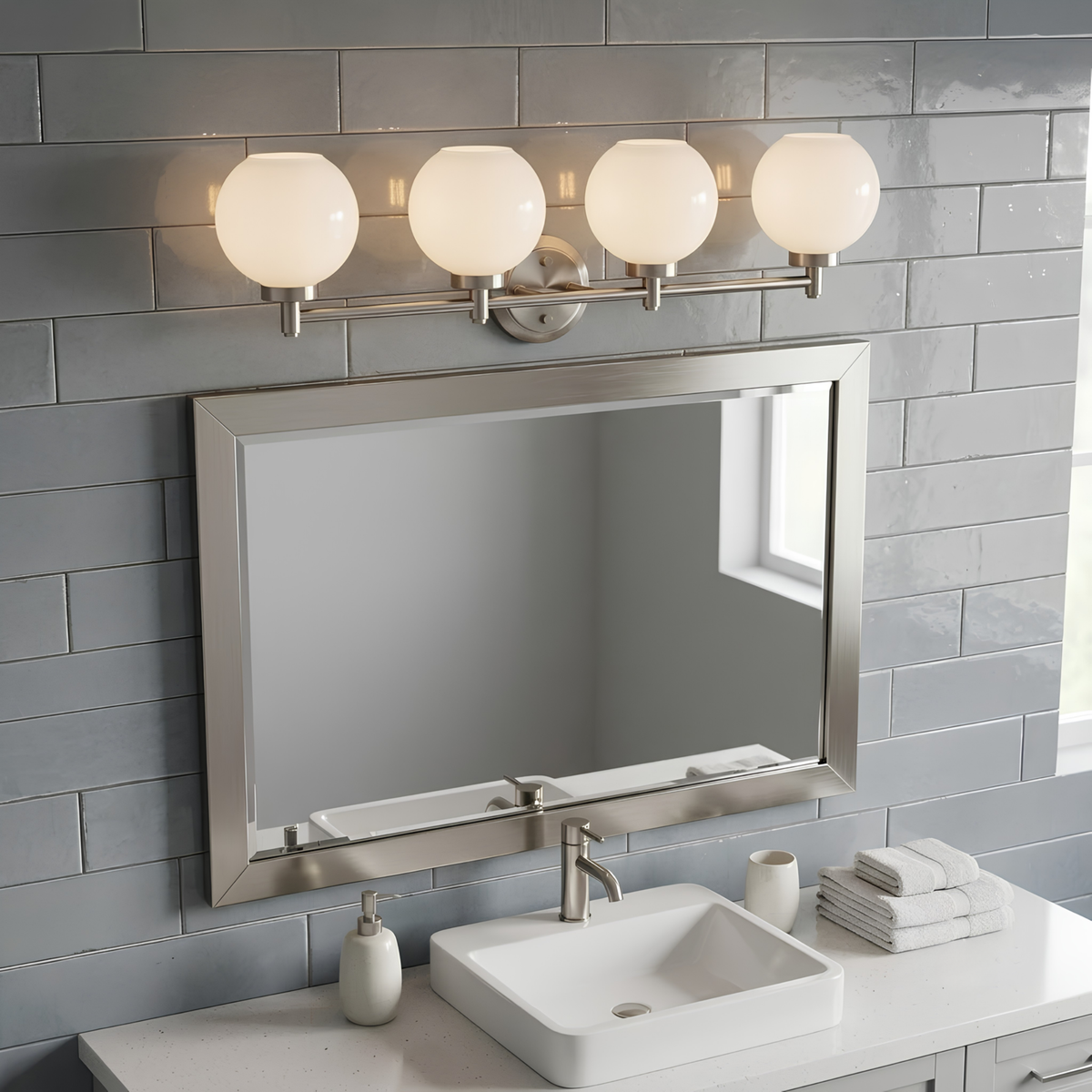 Mincio 4-Light Opal Globe Vanity - NK