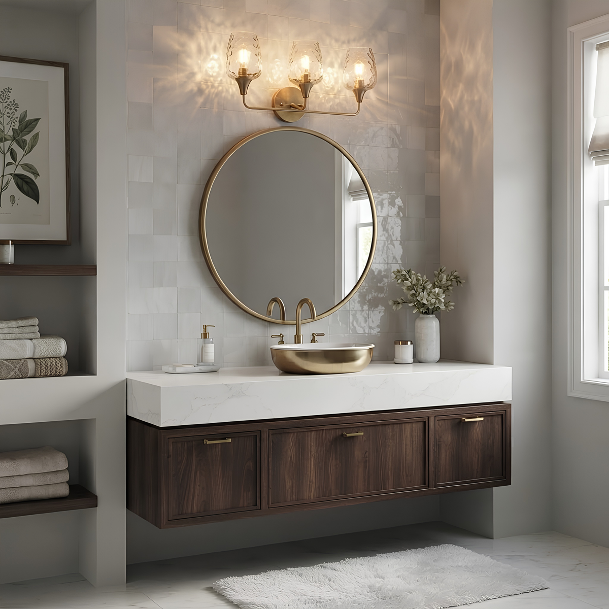3-Light Hammered Clear Glass Vanity - BB